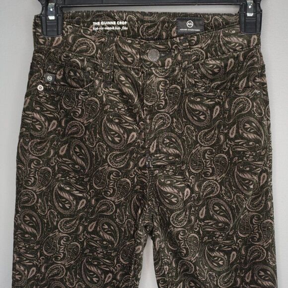 New AG The Quinne Crop High Rise Kick Flare Velvet Pant in Gallant Paisley sz 23 - Picture 5 of 15